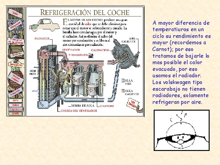 A mayor diferencia de temperatiuras en un ciclo su rendimiento es mayor (recordemos a