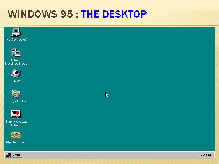 WINDOWS-95 : THE DESKTOP 