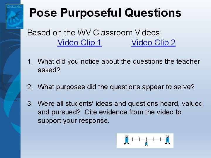 Pose Purposeful Questions Based on the WV Classroom Videos: Video Clip 1 Video Clip