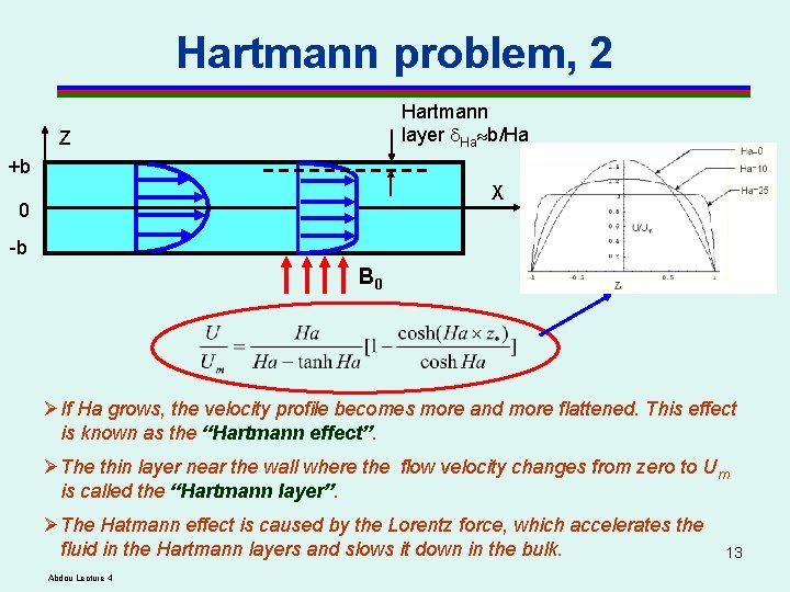 Hartmann problem, 2 Hartmann layer Ha b/Ha Z +b X 0 -b B 0 Hartmann problem, 2 Hartmann layer Ha b/Ha Z +b X 0 -b B 0