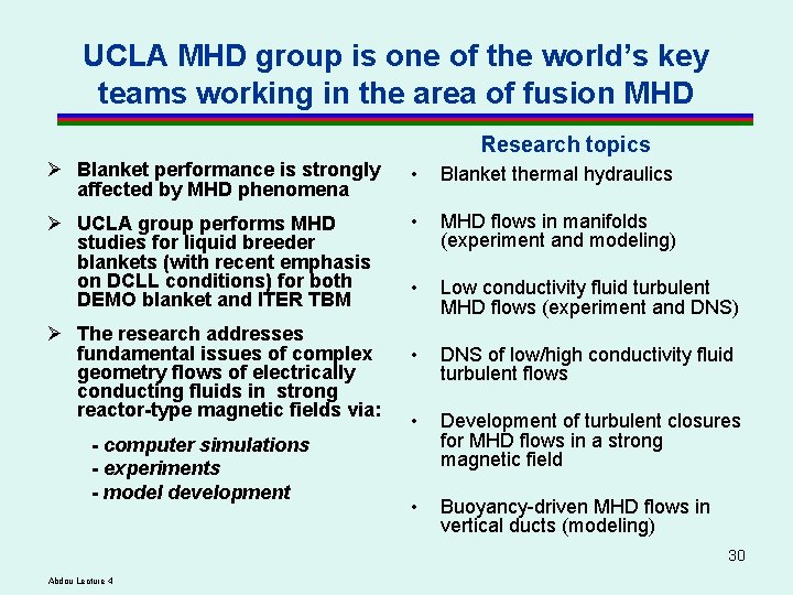 UCLA MHD group is one of the world’s key teams working in the area UCLA MHD group is one of the world’s key teams working in the area