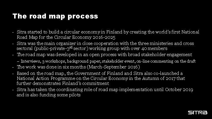 The road map process - Sitra started to build a circular economy in Finland