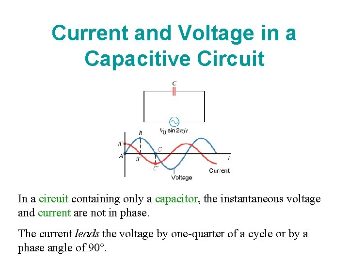Current and Voltage in a Capacitive Circuit In a circuit containing only a capacitor,