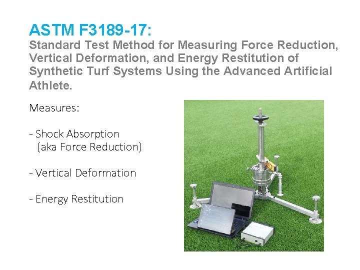 ASTM F 3189 -17: Standard Test Method for Measuring Force Reduction, Vertical Deformation, and