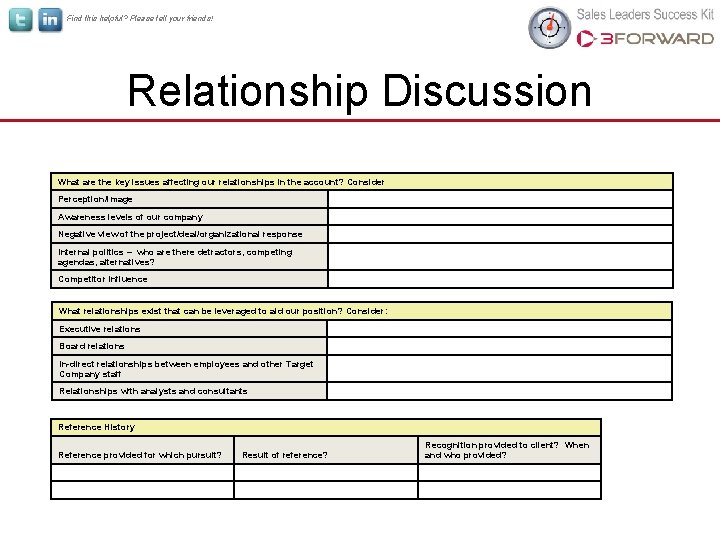 Find this helpful? Please tell your friends! Relationship Discussion What are the key issues