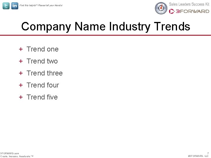 Find this helpful? Please tell your friends! Company Name Industry Trends + Trend one