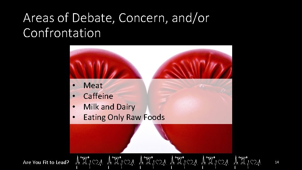 Areas of Debate, Concern, and/or Confrontation • • Are You Fit to Lead? Meat