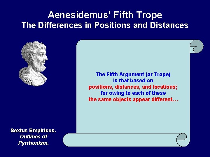 Aenesidemus’ Fifth Trope The Differences in Positions and Distances The Fifth Argument (or Trope)
