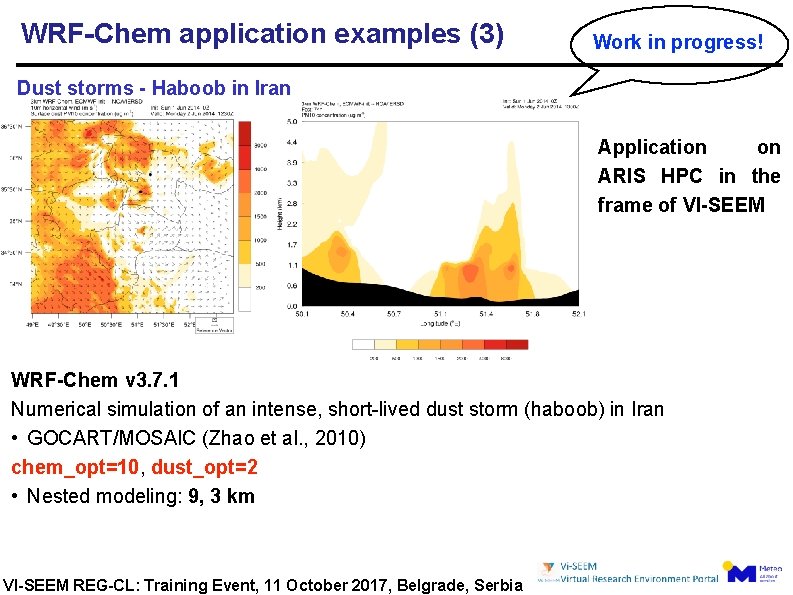 WRF-Chem application examples (3) Work in progress! Dust storms - Haboob in Iran Application