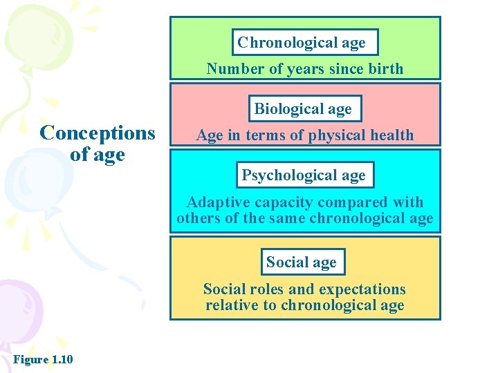 Chronological age Number of years since birth Biological age Conceptions of age Age in