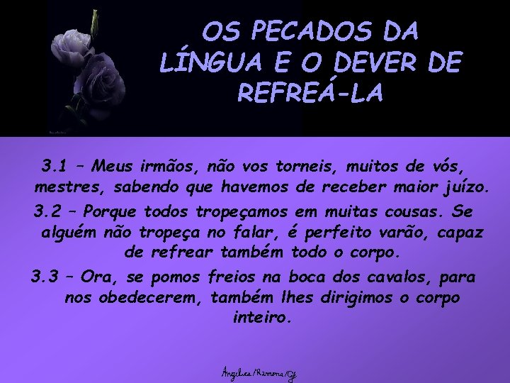 OS PECADOS DA LÍNGUA E O DEVER DE REFREÁ-LA 3. 1 – Meus irmãos,