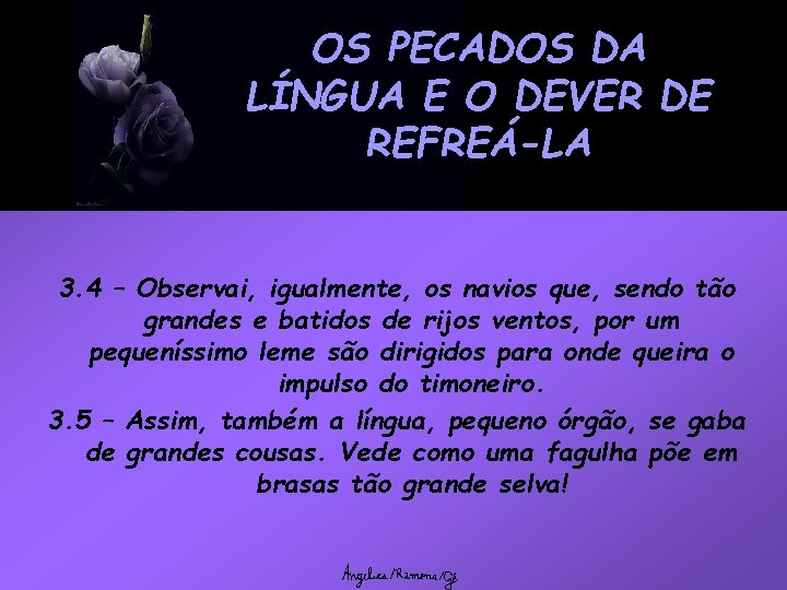 OS PECADOS DA LÍNGUA E O DEVER DE REFREÁ-LA 3. 4 – Observai, igualmente,