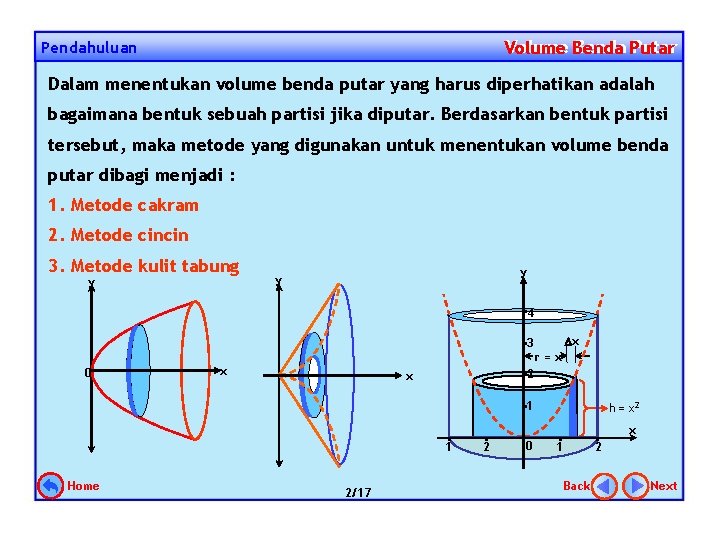 Volume Benda Putar Volume Pendahuluan Dalam menentukan volume benda putar yang harus diperhatikan adalah