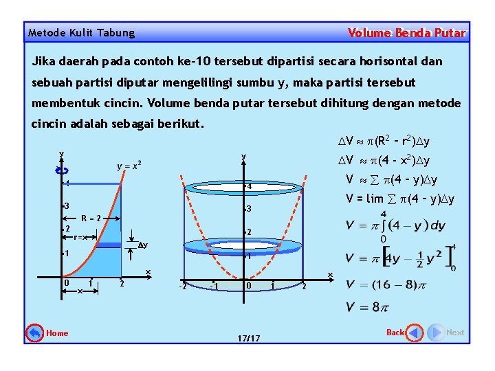 Volume Benda Putar Volume Metode Kulit Tabung Jika daerah pada contoh ke-10 tersebut dipartisi