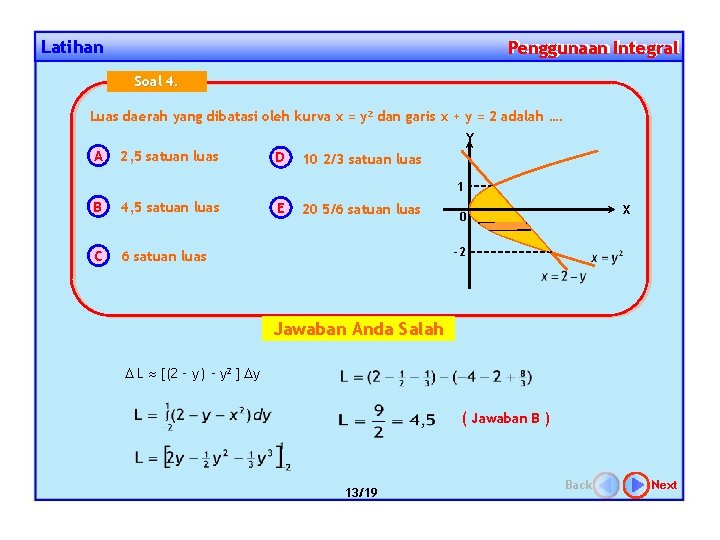 Latihan Penggunaan Integral Penggunaan Soal 4. Luas daerah yang dibatasi oleh kurva x =