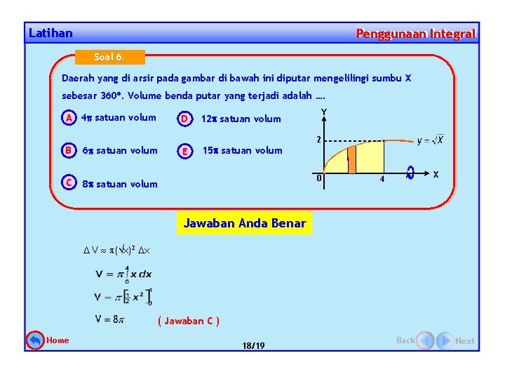 Latihan Penggunaan Integral Penggunaan Soal 6. Daerah yang di arsir pada gambar di bawah