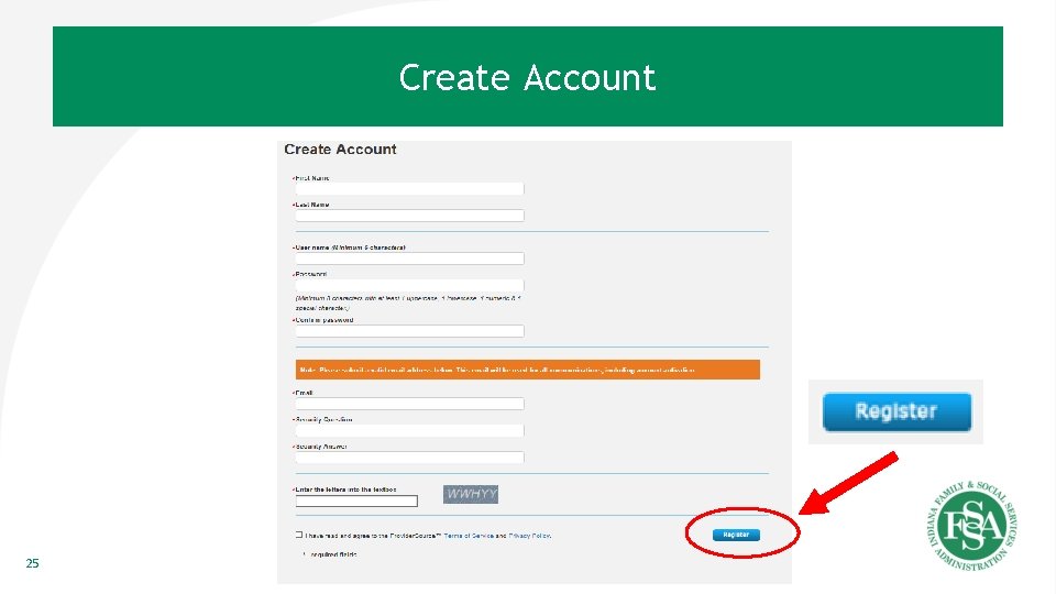 Create Account 25 