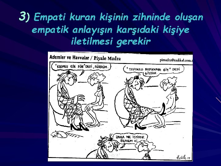 3) Empati kuran kişinin zihninde oluşan empatik anlayışın karşıdaki kişiye iletilmesi gerekir 