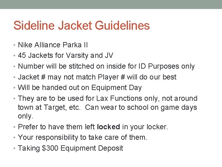Sideline Jacket Guidelines • Nike Alliance Parka II • 45 Jackets for Varsity and