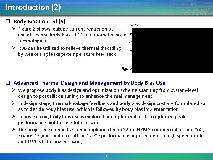 Introduction (2) q Body Bias Control [5] Ø Figure 2 shows leakage current reduction