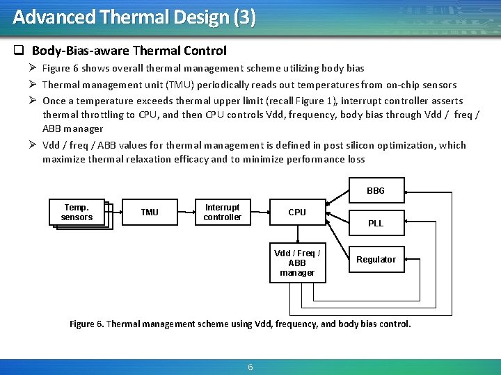 Advanced Thermal Design (3) q Body-Bias-aware Thermal Control Ø Figure 6 shows overall thermal