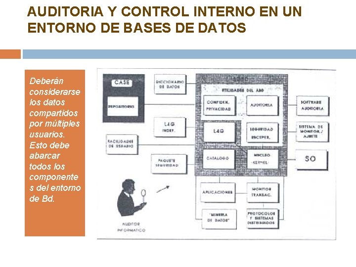 AUDITORIA Y CONTROL INTERNO EN UN ENTORNO DE BASES DE DATOS Deberán considerarse los AUDITORIA Y CONTROL INTERNO EN UN ENTORNO DE BASES DE DATOS Deberán considerarse los