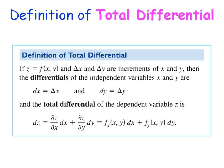 Definition of Total Differential 