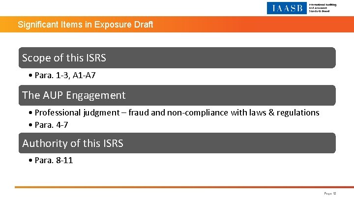 Significant Items in Exposure Draft Scope of this ISRS • Para. 1 -3, A