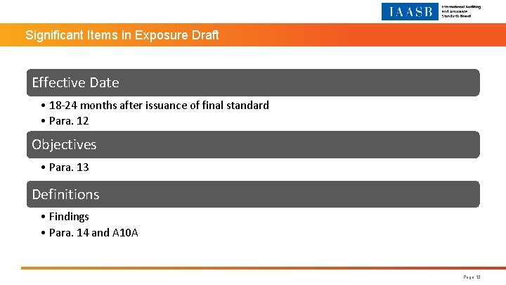 Significant Items in Exposure Draft Effective Date • 18 -24 months after issuance of