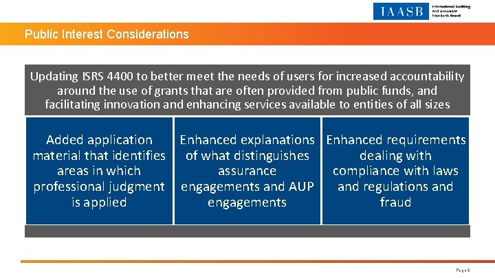 Public Interest Considerations Updating ISRS 4400 to better meet the needs of users for