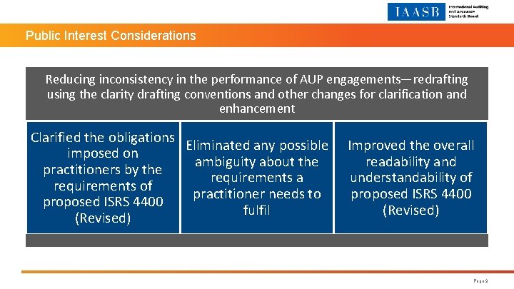 Public Interest Considerations Reducing inconsistency in the performance of AUP engagements—redrafting using the clarity