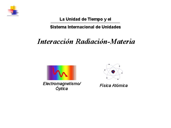 La Unidad de Tiempo y el Sistema Internacional de Unidades Interacción Radiación-Materia Electromagnetismo/ Óptica