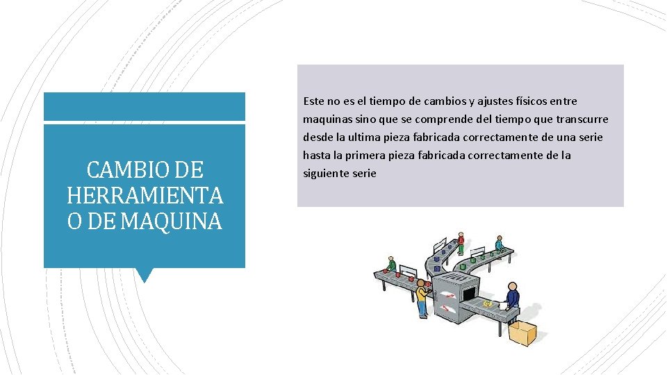 CAMBIO DE HERRAMIENTA O DE MAQUINA Este no es el tiempo de cambios y CAMBIO DE HERRAMIENTA O DE MAQUINA Este no es el tiempo de cambios y
