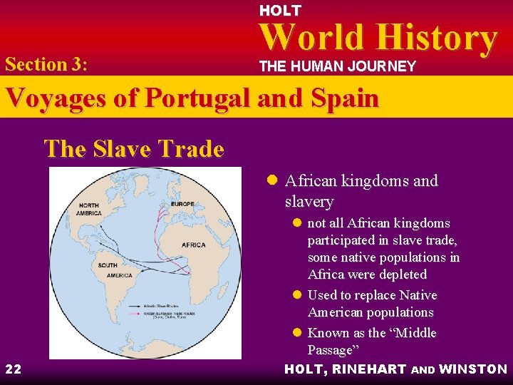 HOLT Section 3: World History THE HUMAN JOURNEY Voyages of Portugal and Spain The