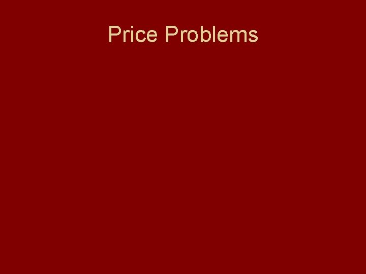 Price Problems 