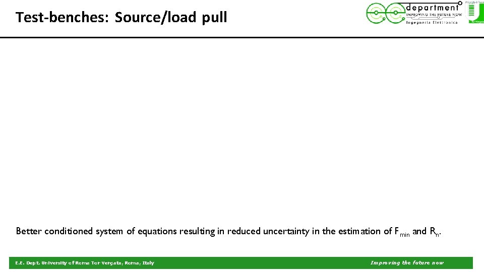 Test-benches: Source/load pull Better conditioned system of equations resulting in reduced uncertainty in the