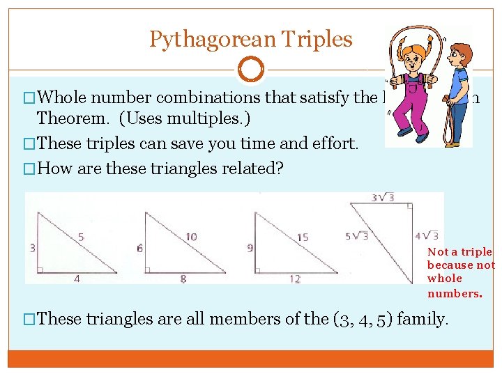 Families Of Right Triangles Lesson 9 6 Pythagorean