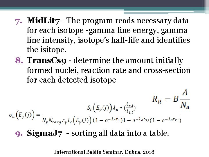 7. Mid. Lit 7 - The program reads necessary data for each isotope -gamma