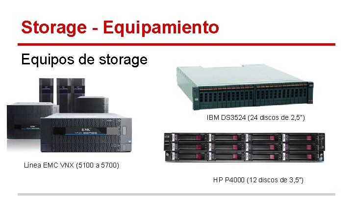 Storage - Equipamiento Equipos de storage IBM DS 3524 (24 discos de 2, 5”)
