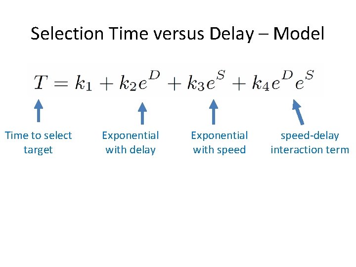 Selection Time versus Delay – Model Time to select target Exponential with delay Exponential