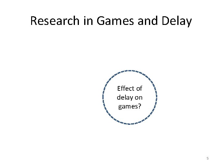 Research in Games and Delay Effect of delay on games? 5 