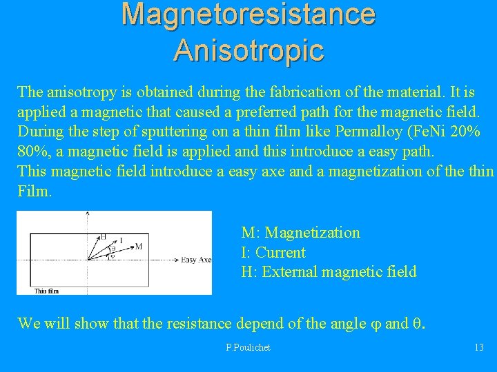 Magnetoresistance Anisotropic The anisotropy is obtained during the fabrication of the material. It is