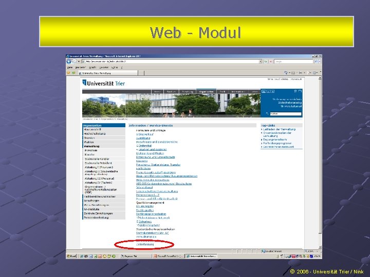 Web - Modul 2006 - Universität Trier / Nink 