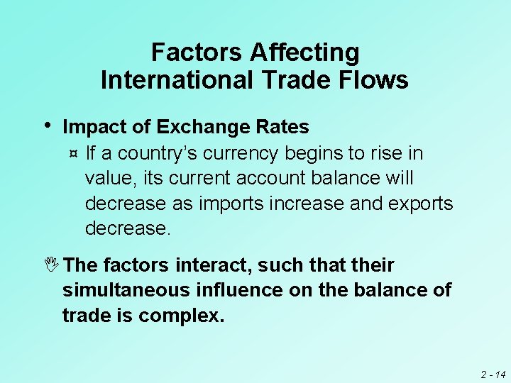 Factors Affecting International Trade Flows • Impact of Exchange Rates ¤ If a country’s Factors Affecting International Trade Flows • Impact of Exchange Rates ¤ If a country’s