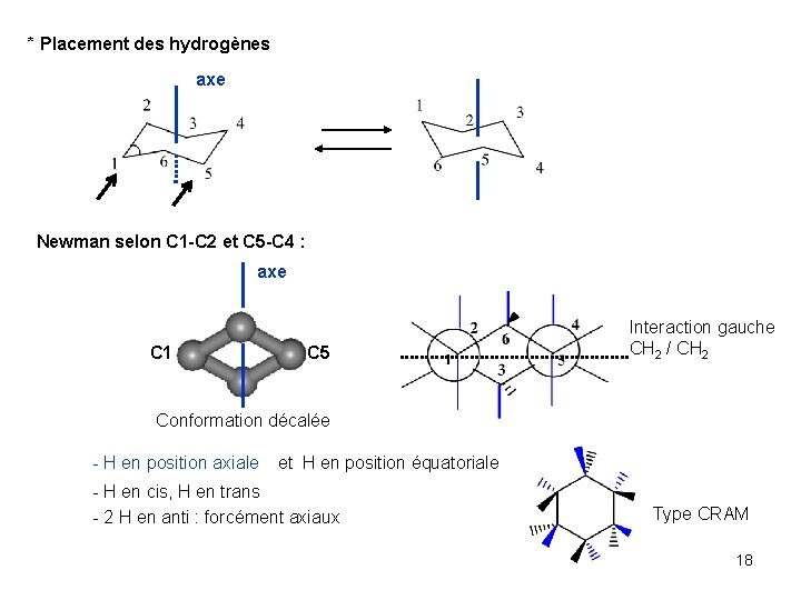 * Placement des hydrogènes axe Newman selon C 1 -C 2 et C 5