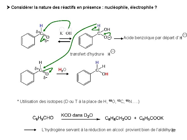  Considérer la nature des réactifs en présence : nucléophile, électrophile ? Acide benzoïque