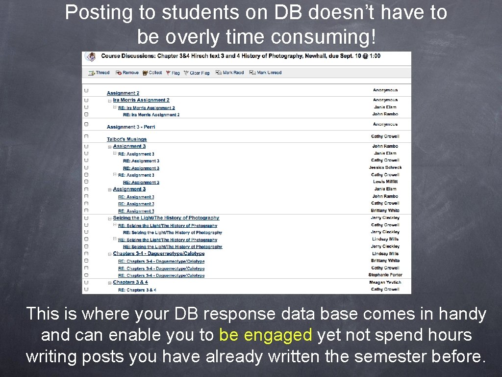 Posting to students on DB doesn’t have to be overly time consuming! This is