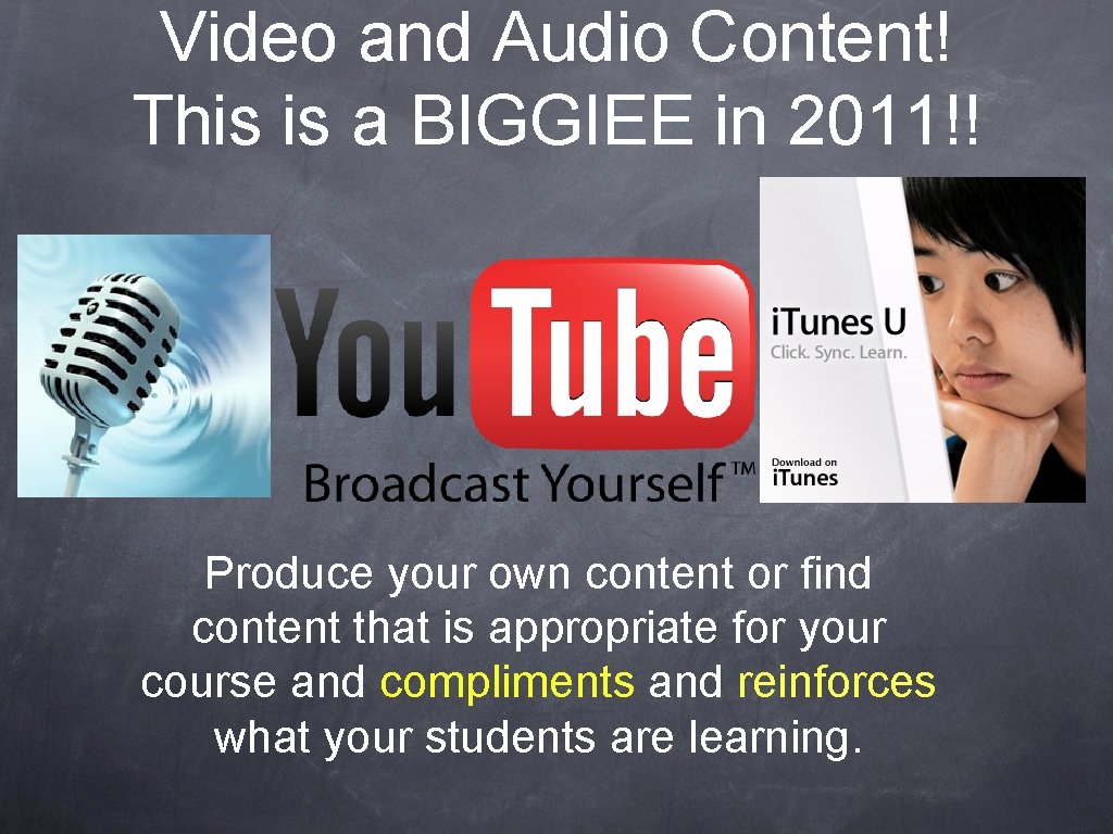 Video and Audio Content! This is a BIGGIEE in 2011!! Produce your own content