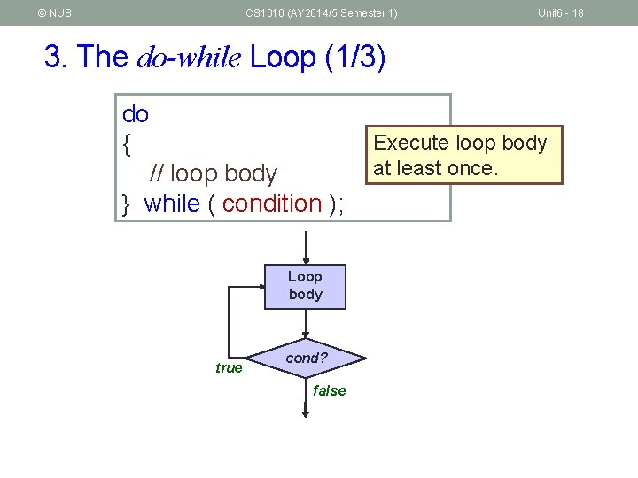 © NUS CS 1010 (AY 2014/5 Semester 1) Unit 6 - 18 3. The