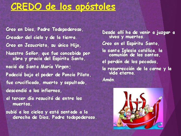 CREDO de los apóstoles Creo en Dios, Padre Todopoderoso, Creador del cielo y de CREDO de los apóstoles Creo en Dios, Padre Todopoderoso, Creador del cielo y de